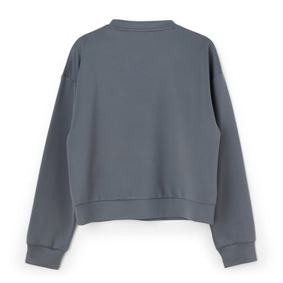 DOUBLE KNIT SWEAT SHIRT / ダンボールニット スウェットシャツ / カジュアルウェア / レディース （D.GREY）｜詳細画像