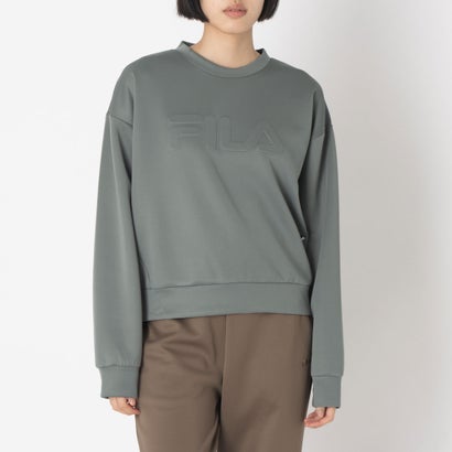 フィラ FILA DOUBLE KNIT SWEAT SHIRT / ダンボールニット スウェットシャツ / カジュアルウェア / レディース （D.GREY）｜詳細画像