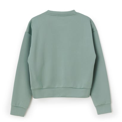 DOUBLE KNIT SWEAT SHIRT / ダンボールニット スウェットシャツ / カジュアルウェア / レディース （L.GREEN）｜詳細画像