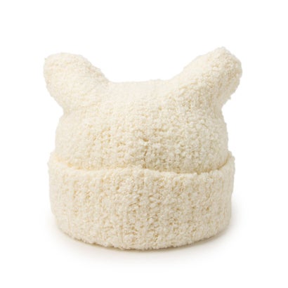 【帽子】FLU CAT KNIT WATCH  /キャットニットワッチ （ホワイト）｜詳細画像