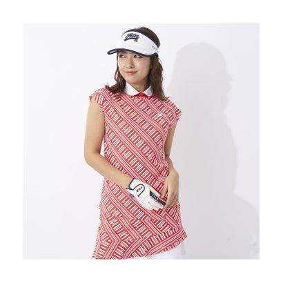 フィラ/レディス/FILA GOLFハンソデ シャツ ガラ （RD）｜詳細画像