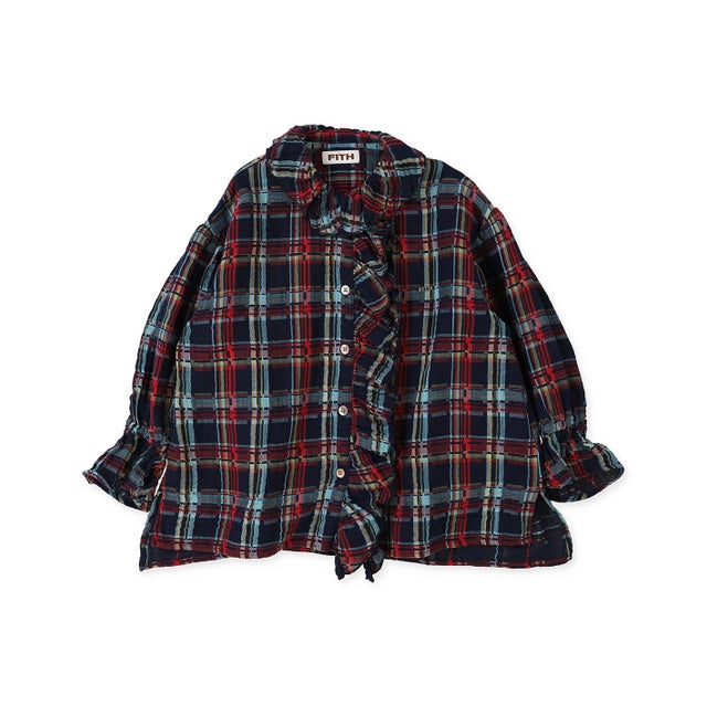 Double-weave Plaid Blouse （NAVY）