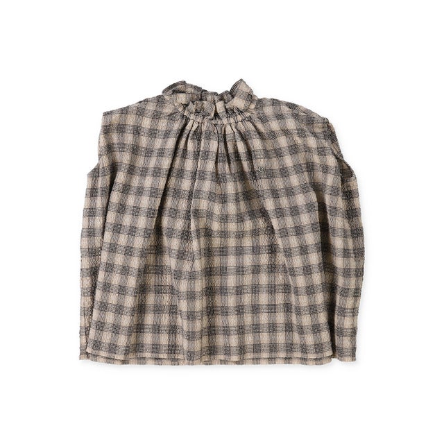 Airy Cotton Seersucker Gathered Pullover （BEIGE）