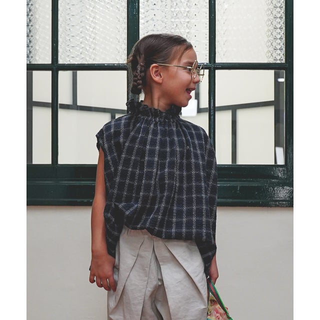 Airy Cotton Seersucker Gathered Pullover （CHARCOAL GRAY）
