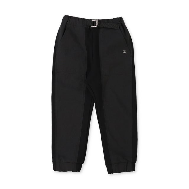 Cotton Linen Docking Jogger Pants （BLACK）