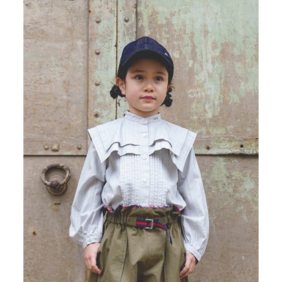 Striped Organic Cotton Blouse （GRAY）｜詳細画像