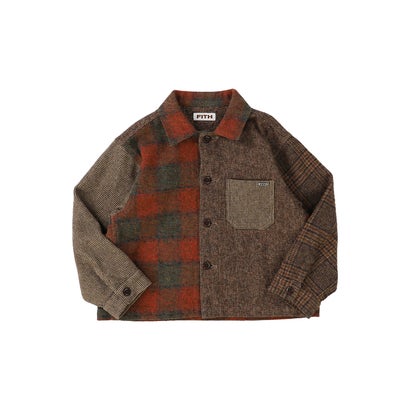 Cotton Tweed Shirt Jacket （BROWN）｜詳細画像
