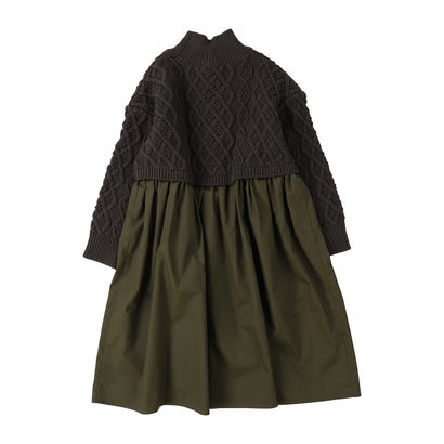 Woven and Knit Dress （KHAKI）｜詳細画像