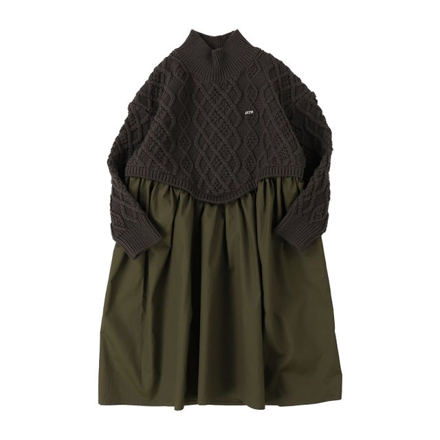 Woven and Knit Dress （KHAKI）