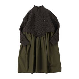 Woven and Knit Dress （KHAKI）