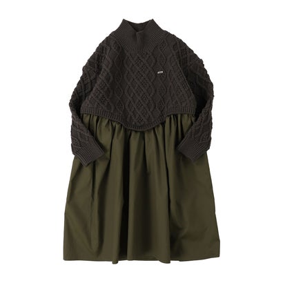 Woven and Knit Dress （KHAKI）｜詳細画像