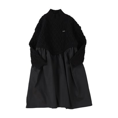 Woven and Knit Dress （BLACK）｜詳細画像