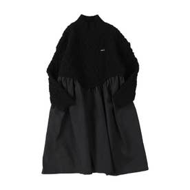 Woven and Knit Dress （BLACK）