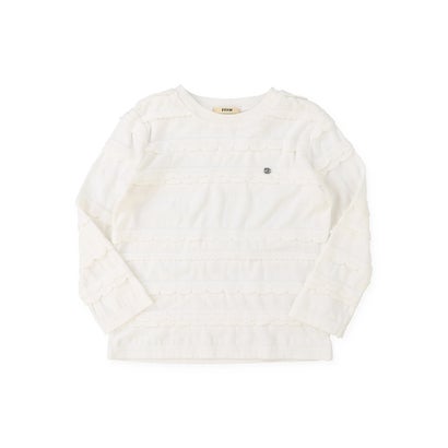 Scalloped Jacquard Long Sleeve Tee （WHITE）｜詳細画像