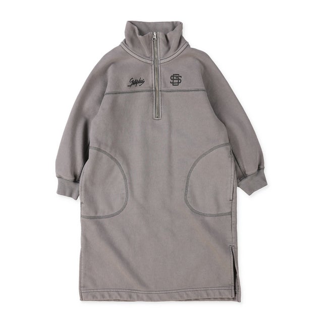 Overdye Half Zip Dress （GRAY）