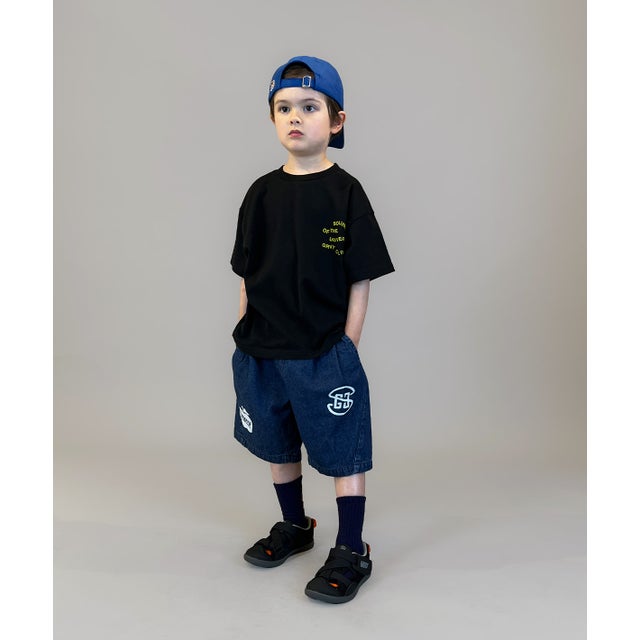 8oz Denim Graffiti Twisted Shorts （NAVY）
