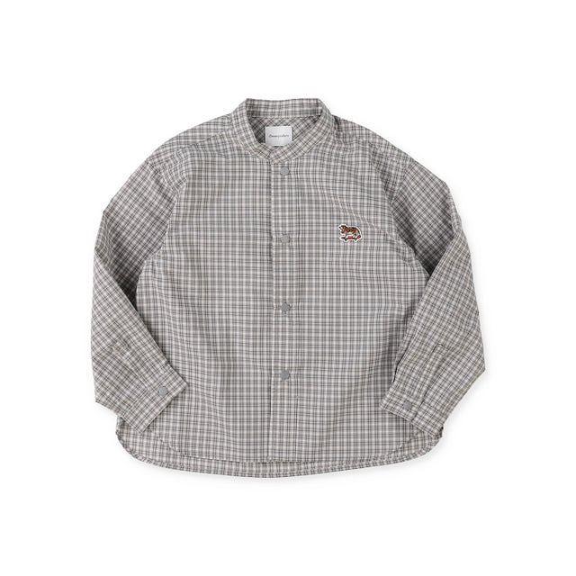 Mini Plaid BUDDY Band Collar Shirt （GRAY）