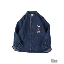 8oz Denim SNOOPY Bandcollar Shirt （NAVY）