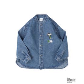8oz Denim SNOOPY Bandcollar Shirt （BLUE）
