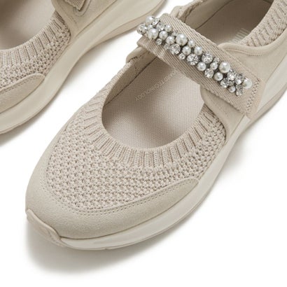 F-MODE FLOW PEARL & CRYSTAL MARY-JANE TRAINERS （Hazy Taupe）｜詳細画像