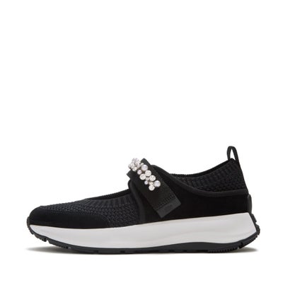フィットフロップ fitflop F-MODE FLOW PEARL & CRYSTAL MARY-JANE TRAINERS （Black）｜詳細画像