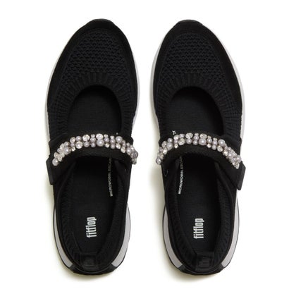 フィットフロップ fitflop F-MODE FLOW PEARL & CRYSTAL MARY-JANE TRAINERS （Black）｜詳細画像