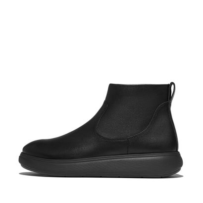 IQ-COMFF LEATHER ZIP ANKLE BOOTS （All Black）｜詳細画像