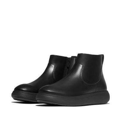 IQ-COMFF LEATHER ZIP ANKLE BOOTS （All Black）｜詳細画像