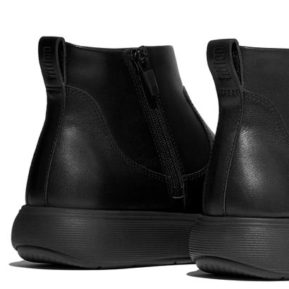 IQ-COMFF LEATHER ZIP ANKLE BOOTS （All Black）｜詳細画像