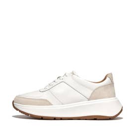 F-MODE LEATHER/SUEDE FLATFORM SNEAKERS （Urban White）