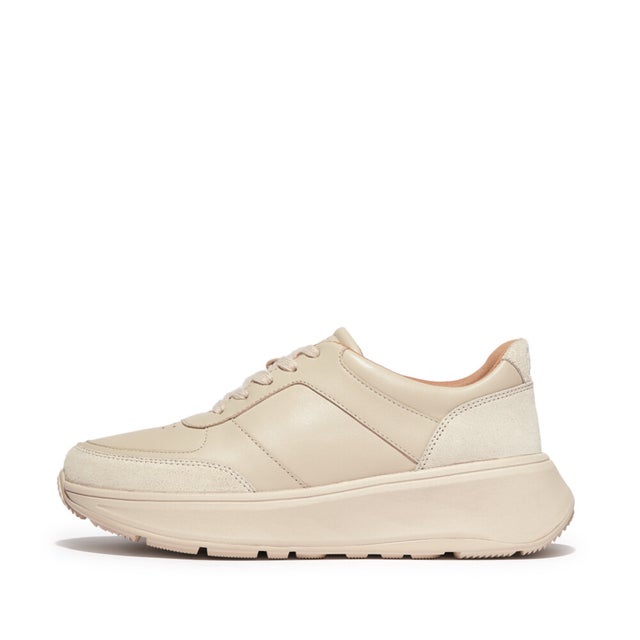 
                  F-MODE LEATHER/SUEDE FLATFORM SNEAKERS （Stone Beige）
