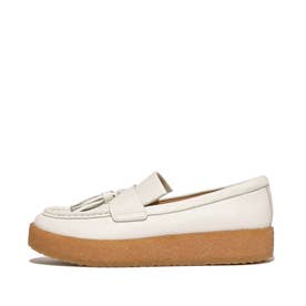 LOAFFER TASSEL TUMBLED-LEATHER CREPE LOAFERS （Urban White）