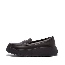 F-MODE PADDED-DETAIL LEATHER FLATFORM LOAFERS （All Black）