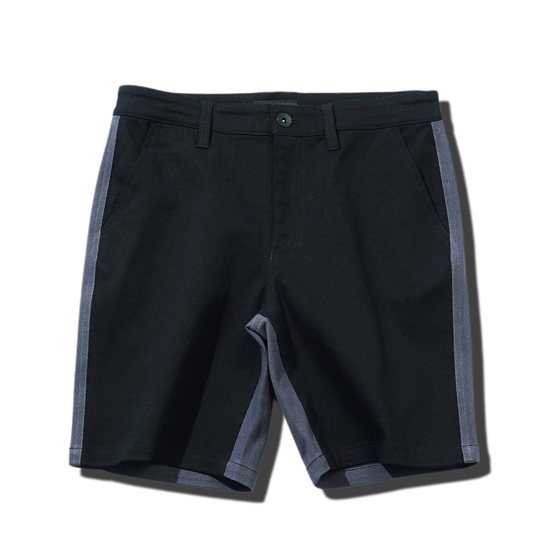 新品】モンジー ハーフパンツ 黒 受取り サイド切り替え ロゴ刺しゅう 