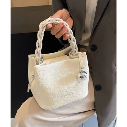 フロージュ florge 【上品見え・2WAY】レザータッチワンハンドルキューブバッグ/ハンドバッグ/ショルダーバッグ （ブラック）｜詳細画像