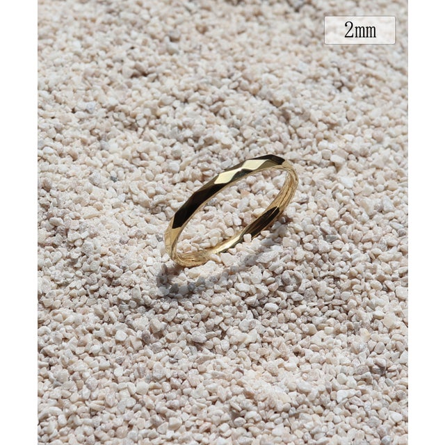 金属アレルギー対応 大人の華奢ステンレスリング 2mm （ゴールド）