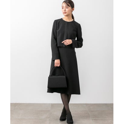 フォルムフォルマ form forma 【喪服】【スピンドル仕様・調節可】【洗える】ノーカラー＆フレアワンピース ブラックフォーマルセットアップスーツ/セレモニー/七五三 （黒）｜詳細画像