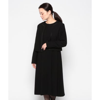 フォルムフォルマ form forma 【喪服】【スピンドル仕様・調節可】【洗える】ノーカラー＆フレアワンピース ブラックフォーマルセットアップスーツ/セレモニー/七五三 （黒）｜詳細画像