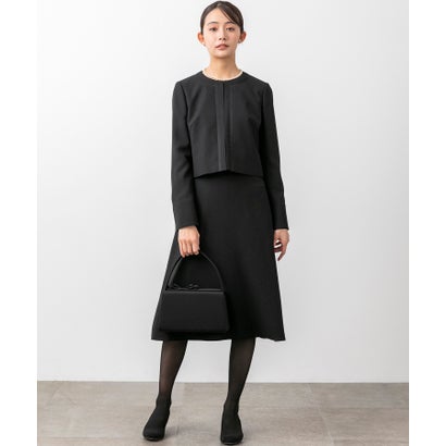 フォルムフォルマ form forma 【喪服】【スピンドル仕様・調節可】【洗える】ノーカラー＆フレアワンピース ブラックフォーマルセットアップスーツ/セレモニー/七五三 （黒）｜詳細画像