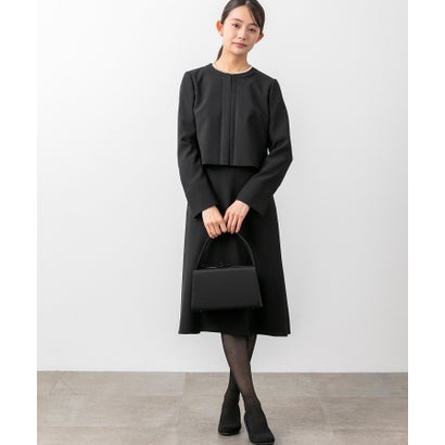フォルムフォルマ form forma 【喪服】【スピンドル仕様・調節可】【洗える】ノーカラー＆フレアワンピース ブラックフォーマルセットアップスーツ/セレモニー/七五三 （黒）｜詳細画像