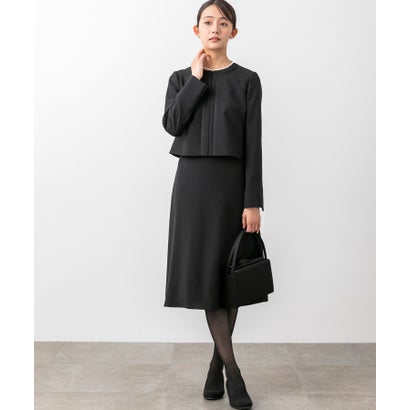 フォルムフォルマ form forma 【喪服】【スピンドル仕様・調節可】【洗える】ノーカラー＆フレアワンピース ブラックフォーマルセットアップスーツ/セレモニー/七五三 （黒）｜詳細画像