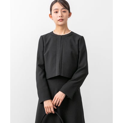 フォルムフォルマ form forma 【喪服】【スピンドル仕様・調節可】【洗える】ノーカラー＆フレアワンピース ブラックフォーマルセットアップスーツ/セレモニー/七五三 （黒）｜詳細画像