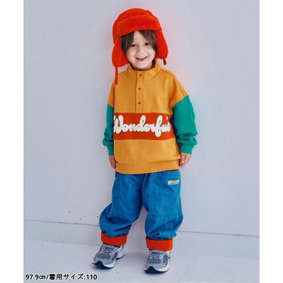 裏起毛のスナッププルオーバースウェット （レッド）｜詳細画像