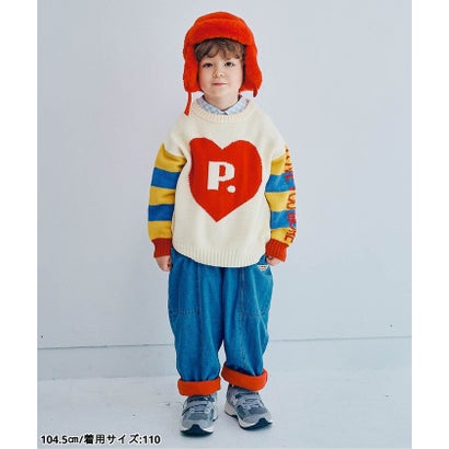 大きなP.ハート！カラフルジャガードセーター （パープル）｜詳細画像
