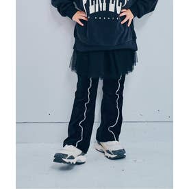 イロチ買いしたい配色メロウストレッチニットコールパンツ  10分丈 （ブラック）