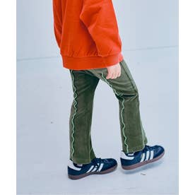 イロチ買いしたい配色メロウストレッチニットコールパンツ  10分丈 （カーキ）