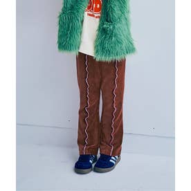 イロチ買いしたい配色メロウストレッチニットコールパンツ  10分丈 （ブラウン）