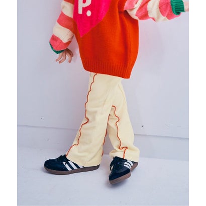 イロチ買いしたい配色メロウストレッチニットコールパンツ  10分丈 （アイボリー）｜詳細画像