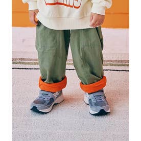 ぬくぬくなのにかっこいい裏フリースのサイドポケットパンツ あったか  10分丈 （カーキ）