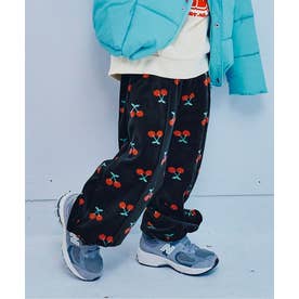 ベロアタッチのメルティ起毛フリースぬくぬくジムパンツ 全7色 リンク セットアップ対応 あったか  10分丈 （ブラック）